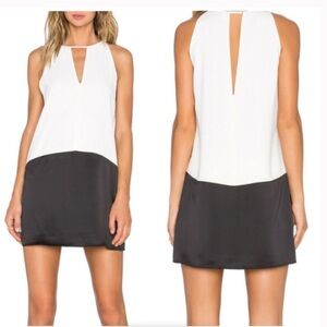 Parker Chic Black White Color block Cocktail Sleeveless Dress Size Medium